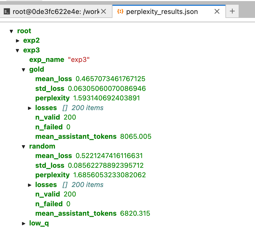 Perplexity 评测结果截图（exp2 与 exp3）